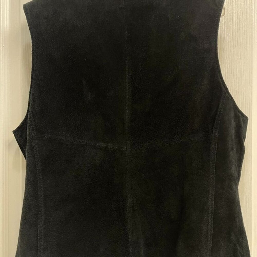 Vintage Outbrook Black Suede Leather Vest Size Large 12/14 Western Style Lined - Picture 10 of 10